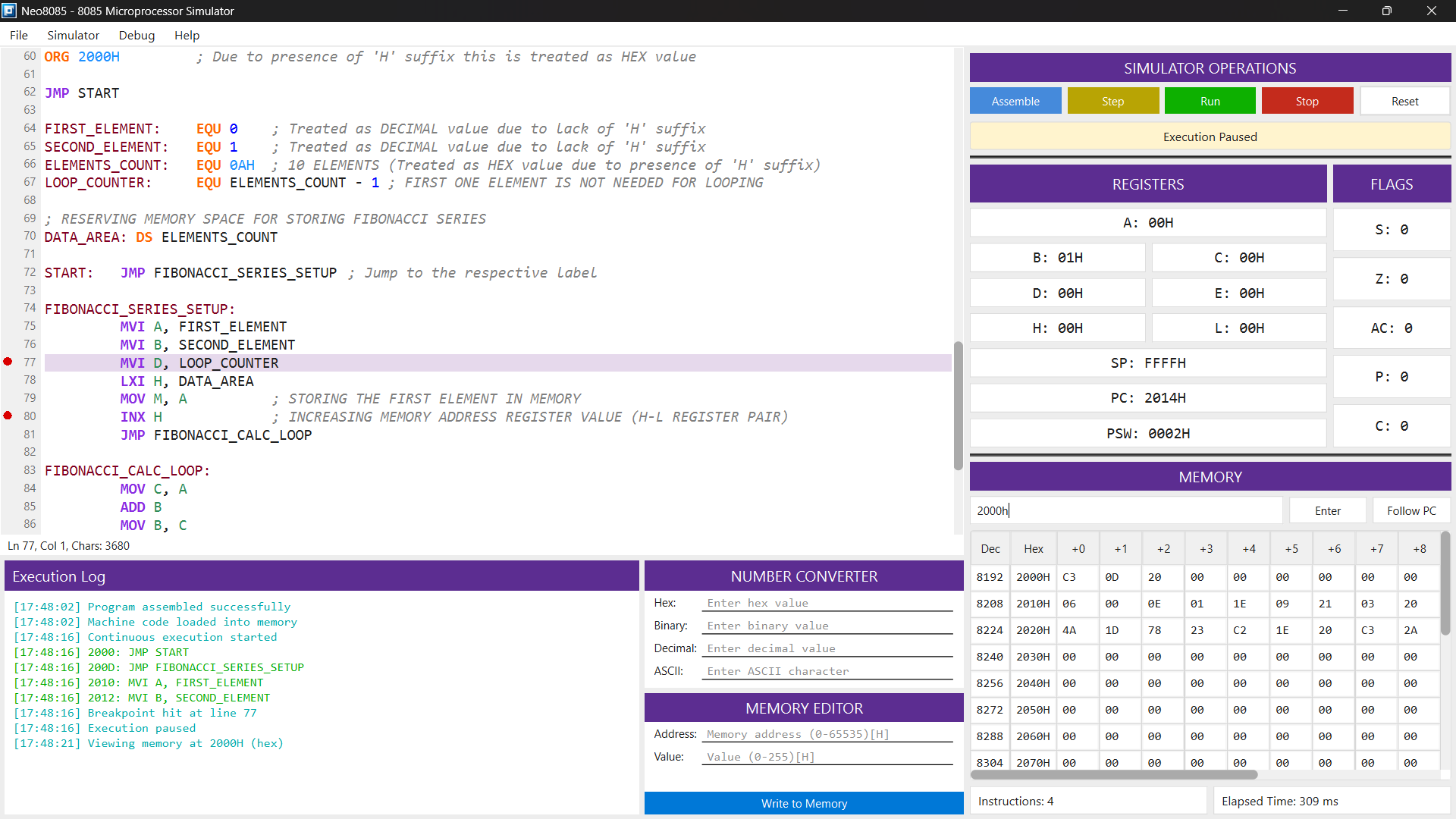 Debugging session